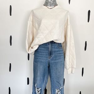 Quilted Cream Crewneck Sweatshirt by Universal Thread Size M